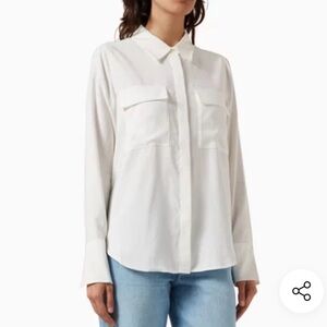 GOOD AMERICAN Flap Pocket White Shirt, size 4